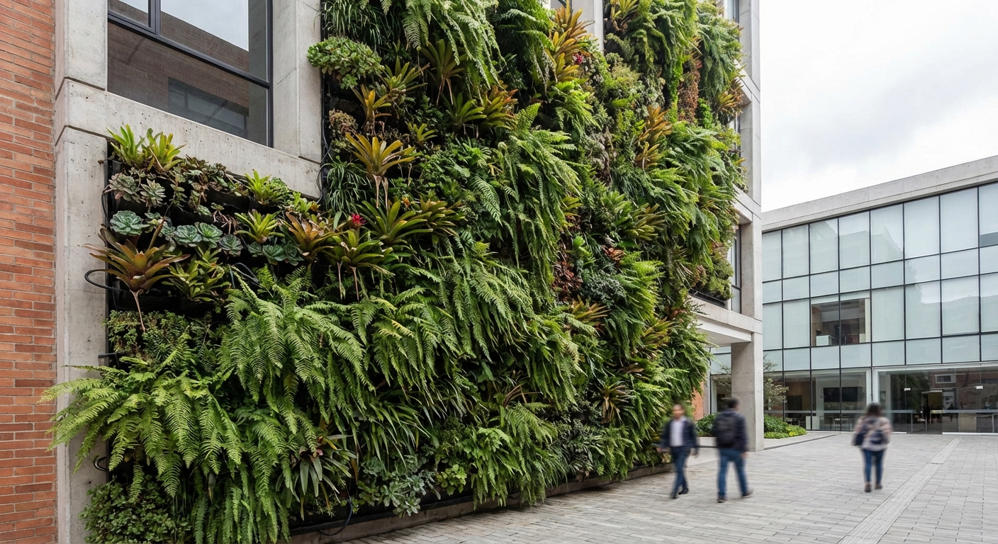 Jardín vertical en Bogotá, estética ambiental